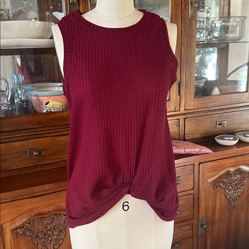 Miholl Waffle Knit Twist Tank Top